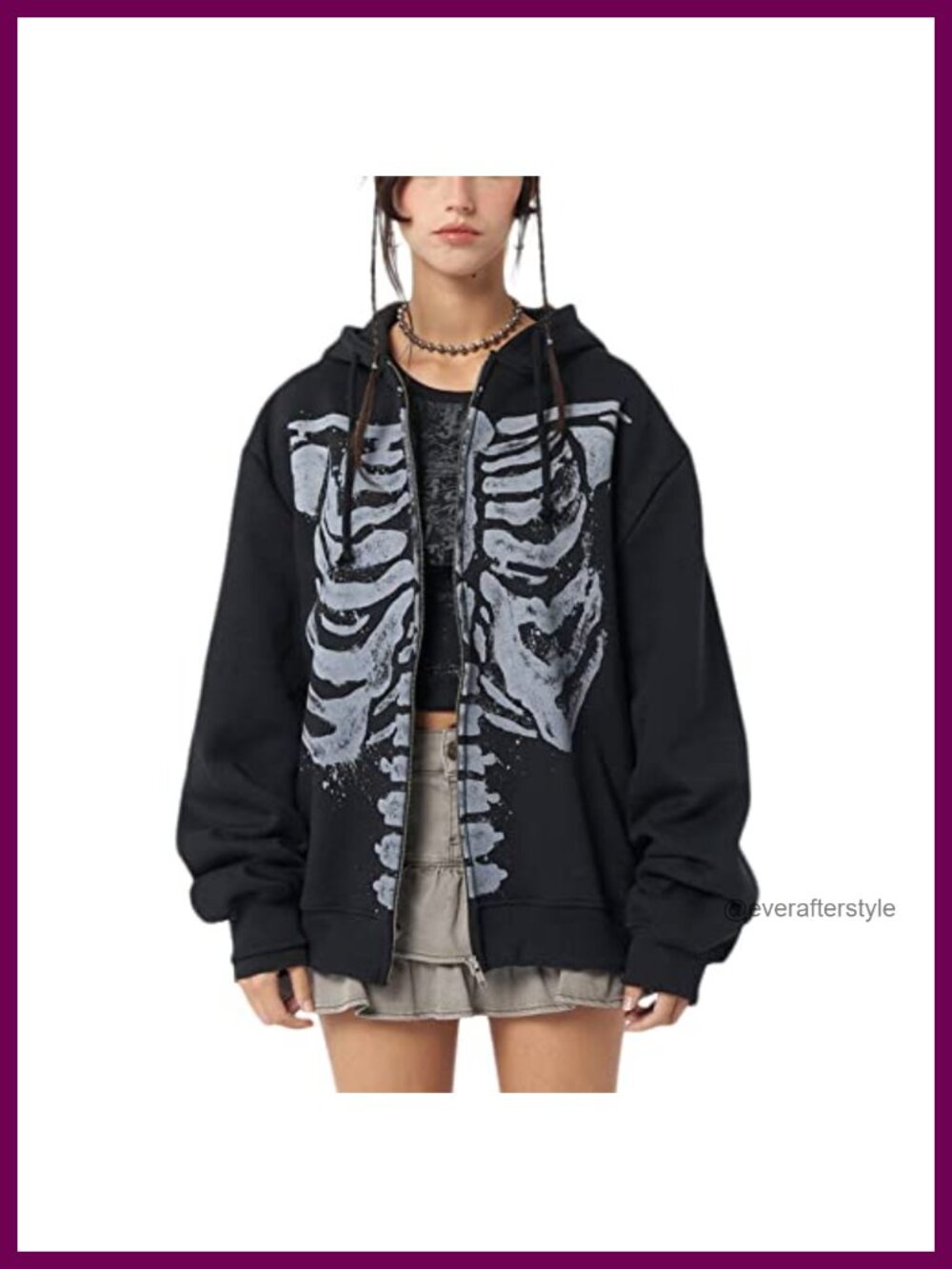 Y2K Zip Up Hoodie Oversized Loose Fit Sweatshirt Streetwear Women
